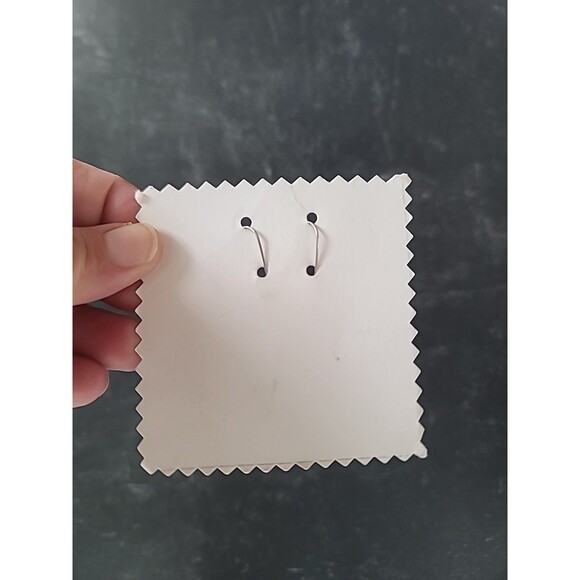 Handpainted Bohemian Wooden Square Shaped Dangling Earrings Vintage NOS - Picture 8 of 10